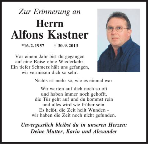 Traueranzeigen Von Alfons Kastner Mittelbayerische Trauer