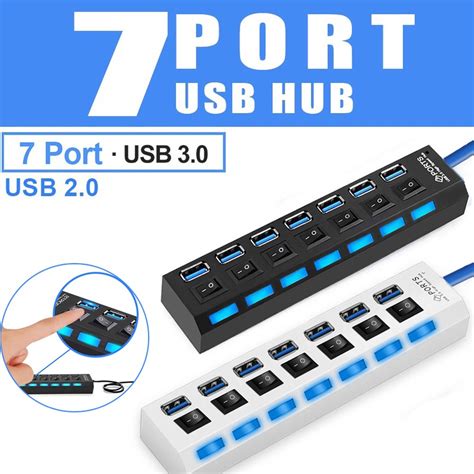 Micro Usb Hub Ports High Speed Hab With On Off Switch Usb