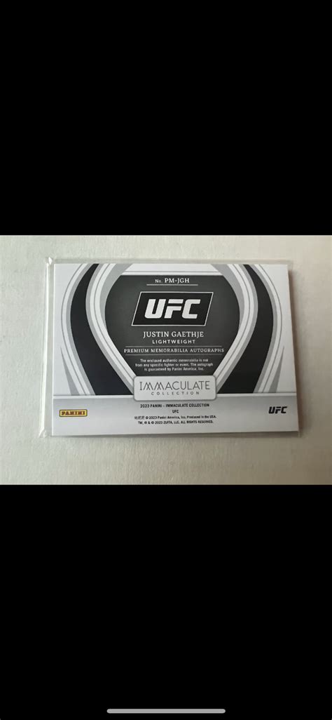 Panini Immaculate Ufc Justin Gaethje Patch Auto Ebay