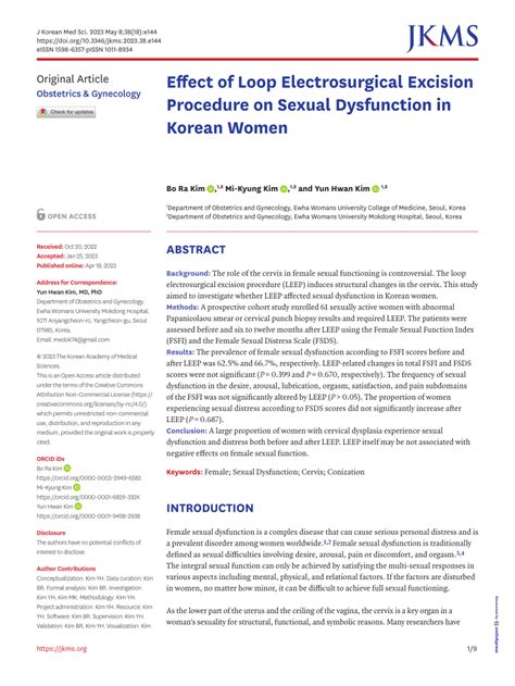 Pdf Effect Of Loop Electrosurgical Excision Procedure On Sexual