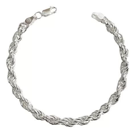 Pulsera Gruesa Torzal Hombre Plata Solida Ley Mm Meses Sin Inter S