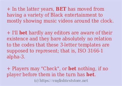 Some in-sentence examples of "bet" - EnglishTestStore Blog