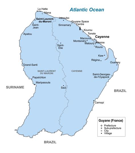 Large Detailed Map Of French Guiana With Cities And Villages French