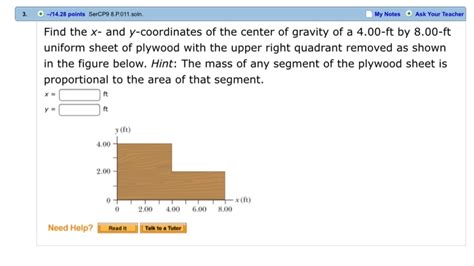 Solved Find The X And Y Coordinates Of The Center Of Chegg