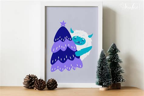 Christmas Yeti Svg Bigfoot Svg, Cute Yeti Clipart With Snowflakes ...