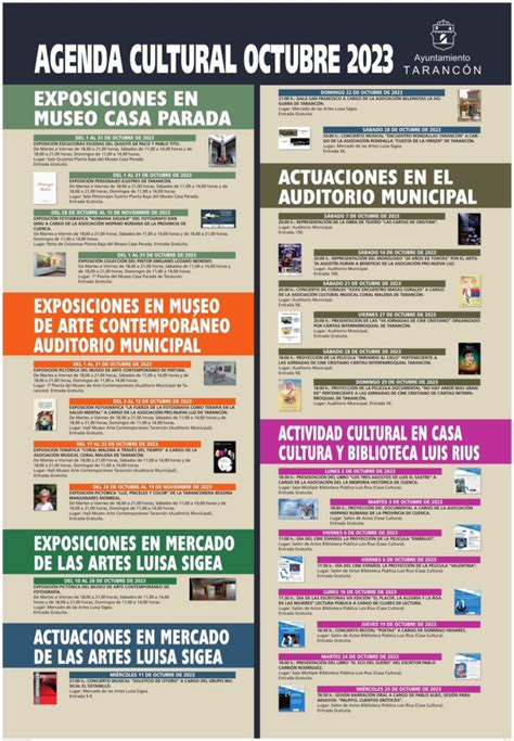 Agenda Cultural del mes de octubre de 2023 en Tarancón Ociocuenca es