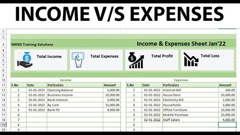 How To Create Income And Expenses Sheet In Microsoft Excel YouTube