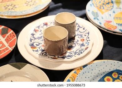 Closeup China Cups Plates Beautiful Patterns Stock Photo 1955088673 ...