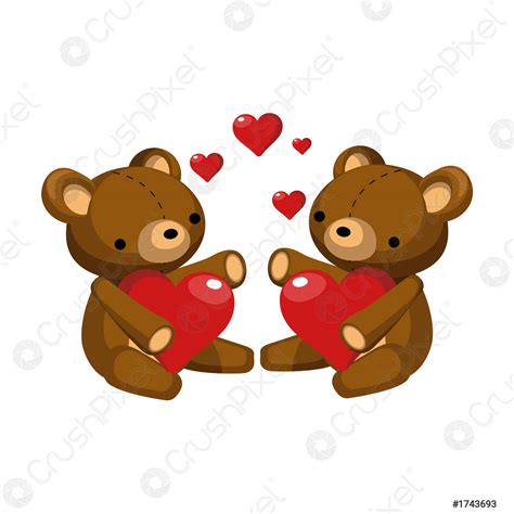 Two Cute Teddy Bear Cartoon