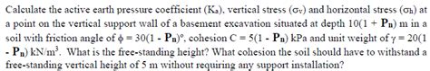 Solved Calculate the active earth pressure coefficient (Ka), | Chegg.com