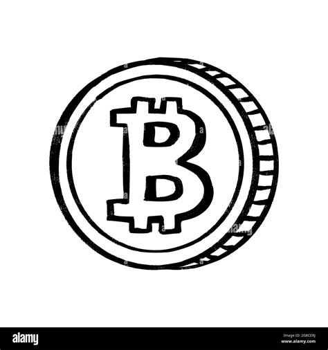 Bitcoin Cryptocurrency Vector Sketch Icon Isolated Crypto Money Sign