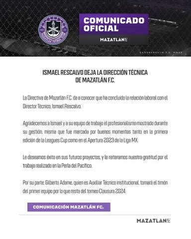 Mazatlán FC se despide de Ismael Rescalvo Ascenso MX