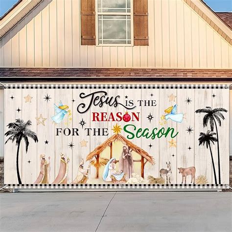 Amazon Outus Nativity Garage Door Cover Christmas Religious