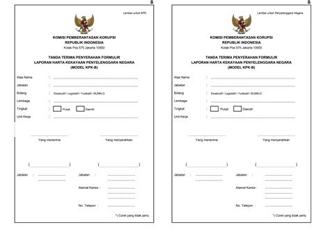 Formulir Laporan Harta Kekayaan Penyelenggara Negara Lhkpn Model B PPT