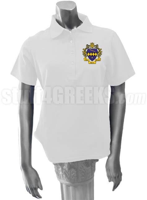 Tau Beta Sigma Crest Polo Shirt, White-PRE-POLOTBSCRESL-WHIT