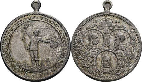 Preu En Versilberte Bronzemedaille Unsigniert Wilhelm Ii