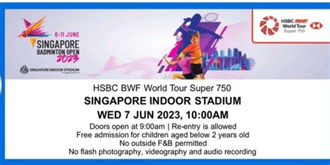 Singapore Badminton Open Half Price Ticket Tickets Vouchers