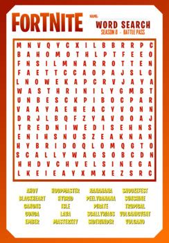 NEW Fortnite SEASON 8 TWO WORD SEARCHES FROM THE NEW SEASON