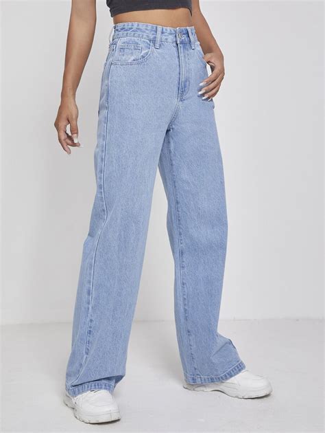 Shein Petite Jeans Mit Hoher Taille Rei Verschluss Breitem