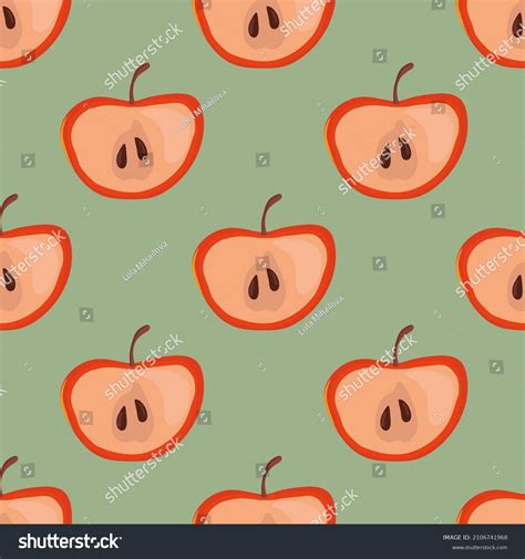 Apples Seamless Pattern Illustration Fabric Wallpaper Stock Vector