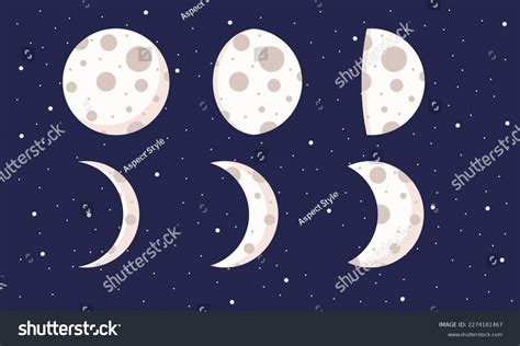 Cute Cartoon Moon Phase Collection Vector Stock Vector Royalty Free