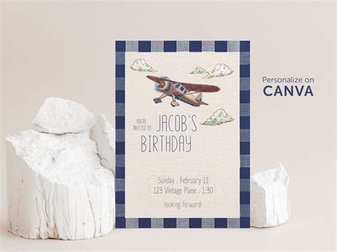 Vintage Airplane Birthday Invitation Vintage Aviator Upsherin Evite Airplane Birthday Invite