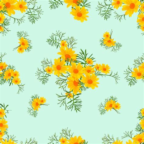 Premium Vector Beautifull Yellow Daisy Seamless Pattern