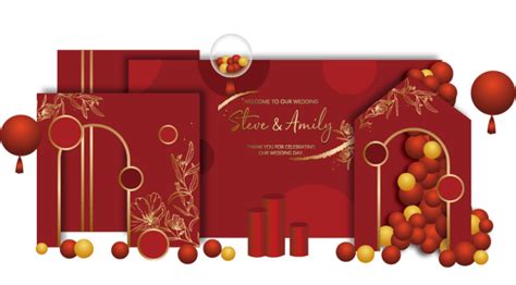 Red Festive Wedding Engagement Birthday Opening Ceremony Party Stage