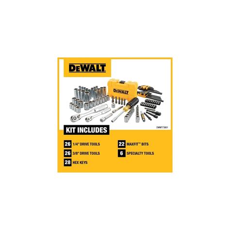 DEWALT Mechanics Tools Kit And Socket Set 1 4 3 8 Drive SAE 108