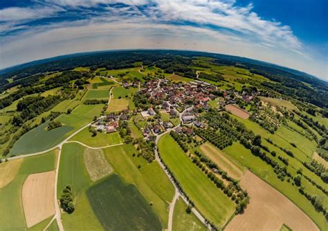 Aerial Photo Of The Landscape Of The Franconian Suisse Near The Village