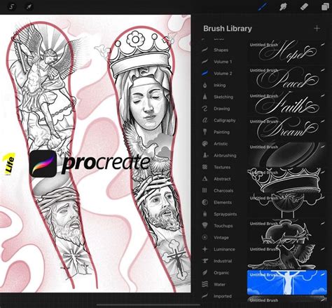 Procreate Tattoo Brushes Heavenly Tattoo Designs Holy Tattoo - Etsy ...