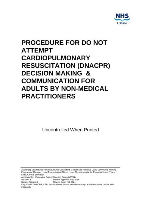 PDF PROCEDURE FOR DO NOT ATTEMPT CARDIOPULMONARY RESUSCITATION