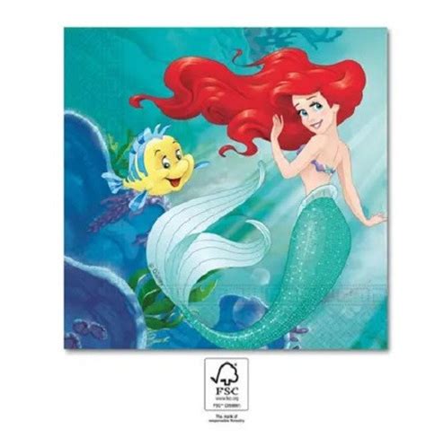 20 Guardanapos Ariel A Pequena Sereia Curious Disney FestasParty