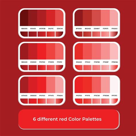 Paletas De Color Rojo Diferentes Con Color Degradado Vector