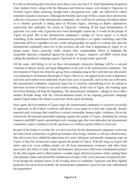 Ethiopia Tigray External Affairs Office Statement On The Joint