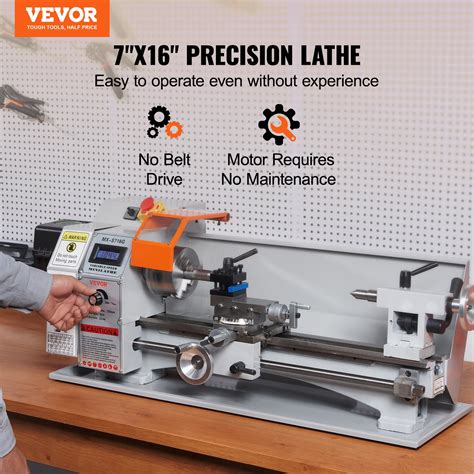 VEVOR Mini Metal Lathe Machine, 7'' x 16'', 800W Precision Benchtop ...