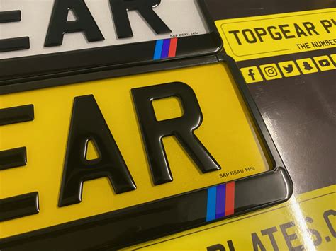 BMW 3 STRIPE DOMED GEL SURROUND Top Gear Plates