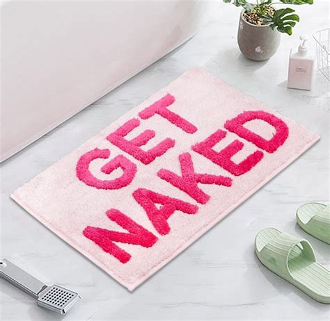 Qleewei Get Naked Bath Mat Fun Bathroom Rugs Soft Non Slip Cute Bath