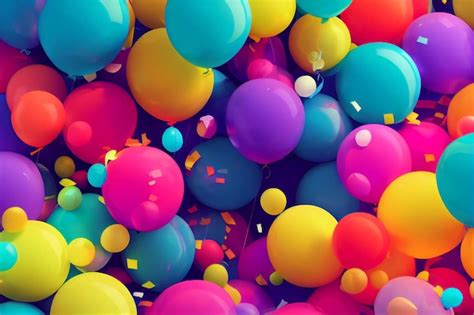 Premium Photo | Wallpaper background of a birthday colorful balloons ...