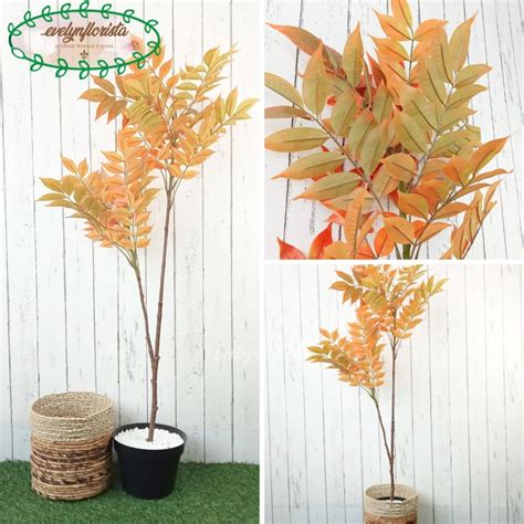 Jual Pohon Daun Willow Merah Hijau X Semi Latex Artificial Pot Dasar