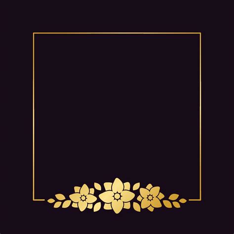 Square gold floral frame template. Luxury golden frame border for ...