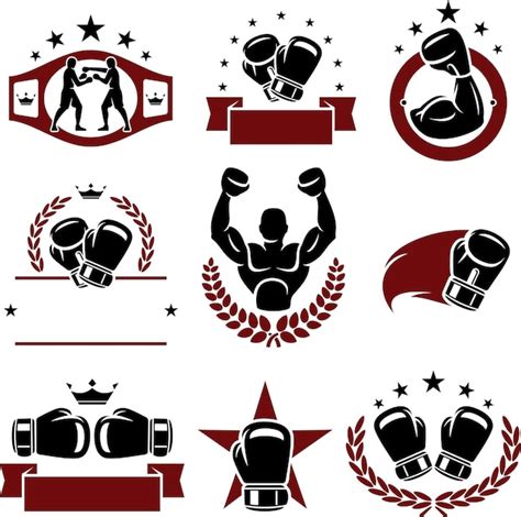 Premium Vector Boxing Labels And Icons Set Vector