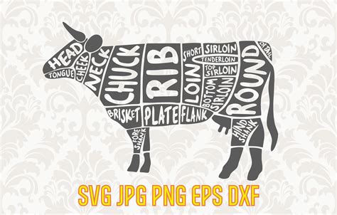 Beef Cuts Svg Butcher Chart Vector Butcher Diagram Cut File Etsy