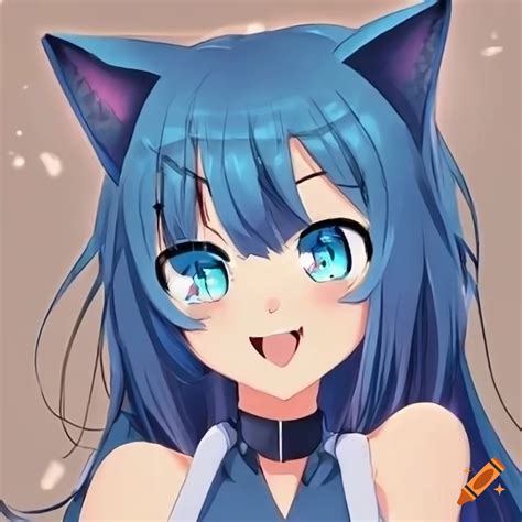 Blue Anime Catgirl On Craiyon