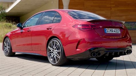 Mercedes AMG C 43 2023 Exterior Interior Driving Hyacinth Red