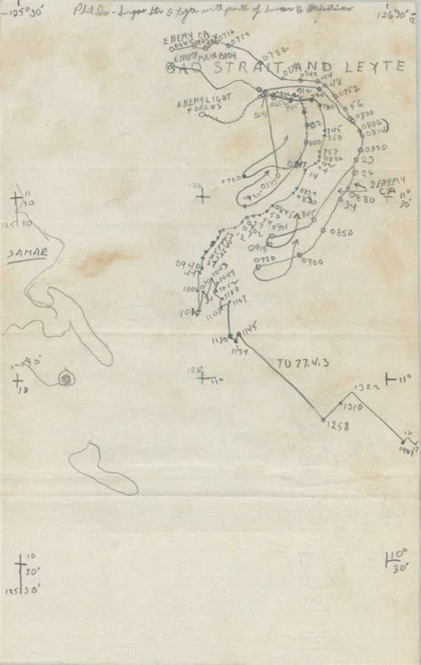 [Account and Manuscript Map of the Battle off Samar] – Curtis Wright Maps