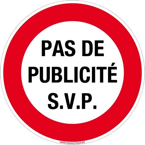 Panneau Autocollant Pas de Publicité S V P Adhésif Stop Pub pour boîte