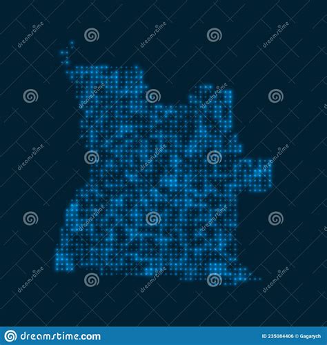 Angola Dotted Glowing Map Stock Vector Illustration Of Element