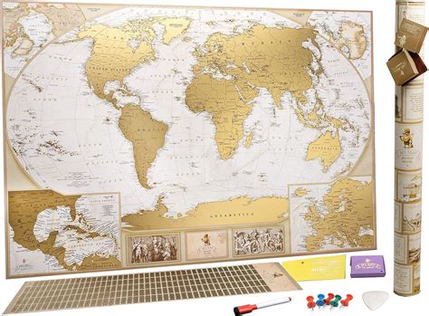 Grande Carte Du Monde Gratter Dition De Luxe Planisph Re Gratter