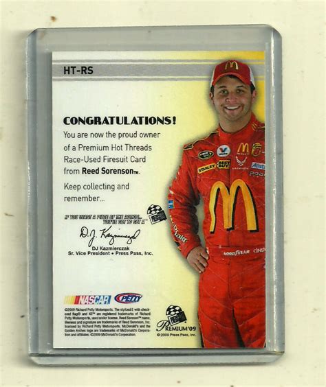 2009 Press Pass Hot Threads Red Sorenson Race Used Firesuit Limited 34